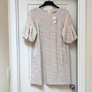LOFT Shift Tweed Pocket Balloon Sleeve Dress NWT!
